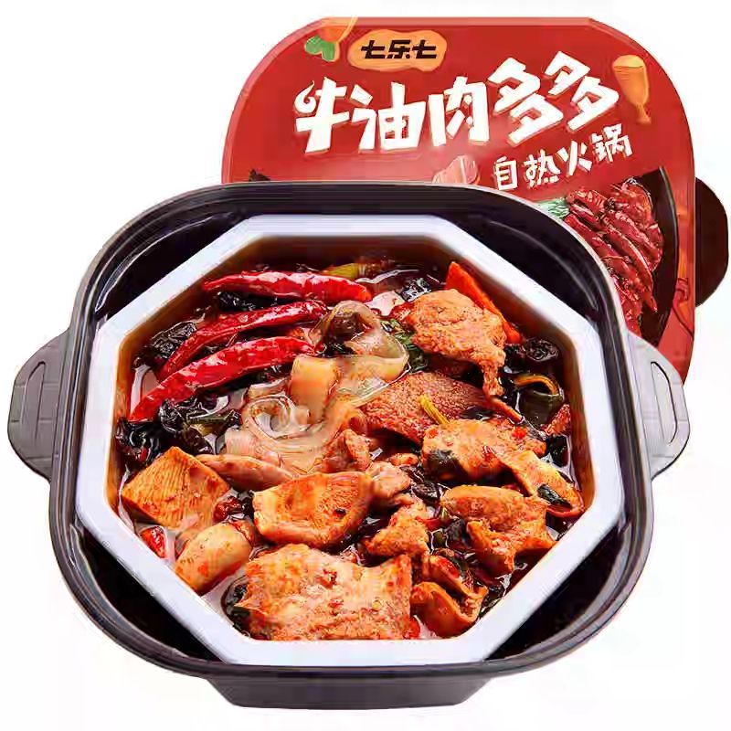 七乐七【牛油肉多多】牛肉牛肠鸡肉鸭肉版 麻辣味 自热自煮火锅  215g